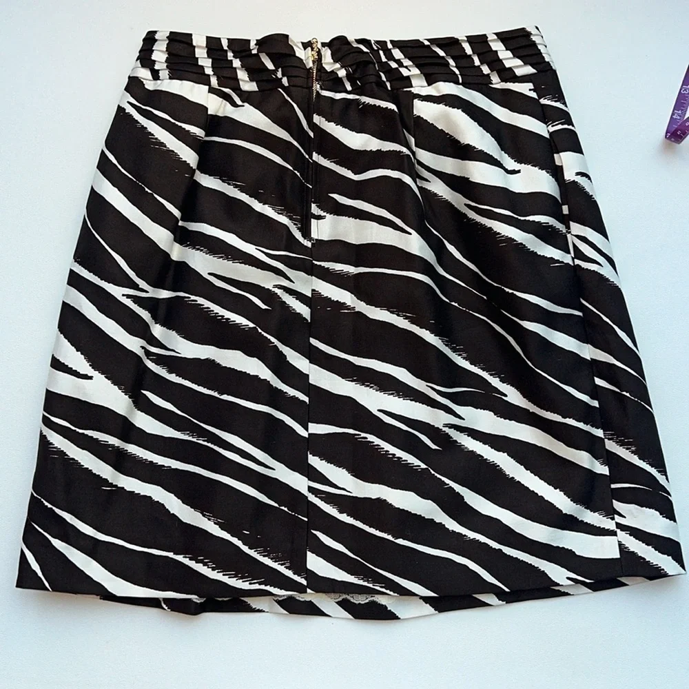 Kate Spade‎ Kolette Bow-Waist Zebra Print Skirt edgy fun office eclectic size 8